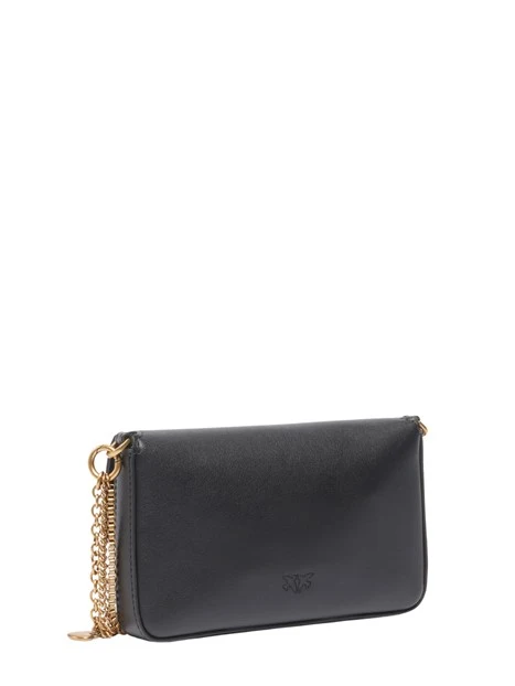 POCHETTE PHONE POCKET CHAIN IN PELLE CON CATENE DONNA NERO