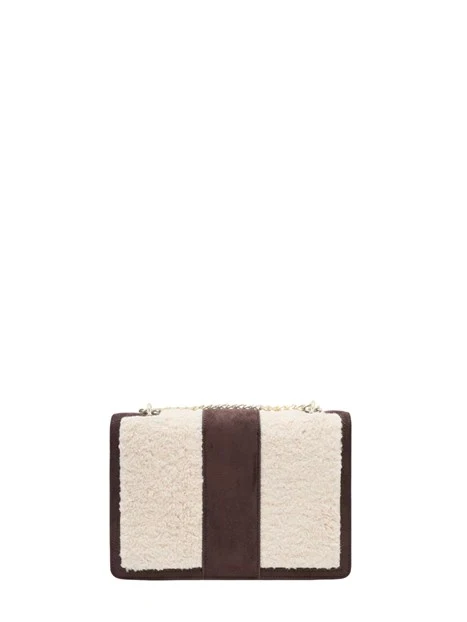 BORSA A TRACOLLA MESSENGER IN TEDDY DONNA PANNA E MARRONE