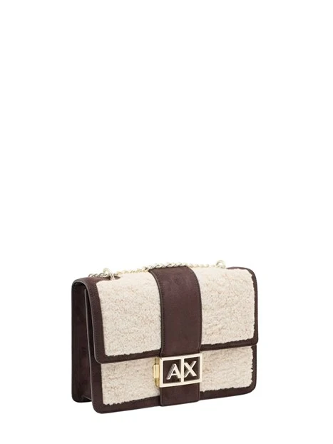 BORSA A TRACOLLA MESSENGER IN TEDDY DONNA PANNA E MARRONE