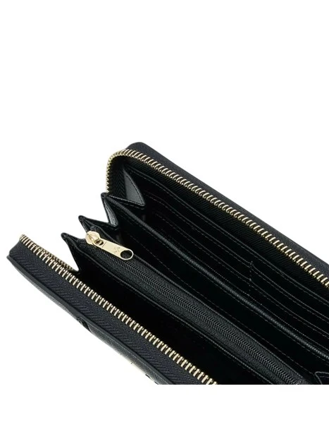 PORTAFOGLIO IN PELLE CON CHIUSURA A ZIP DONNA NERO
