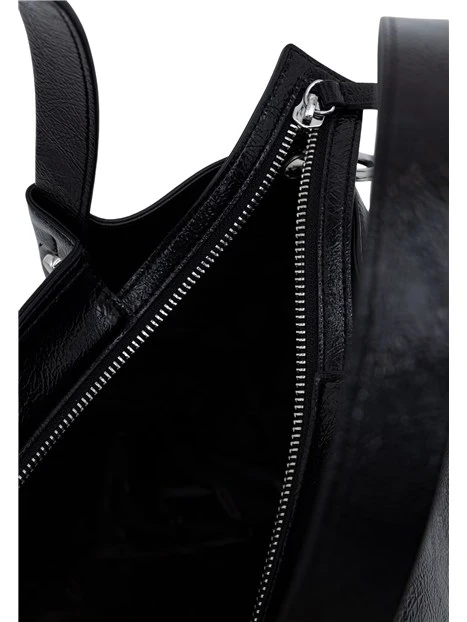 BORSA SHOPPING IN ECOPELLE LUCIDA DONNA NERO