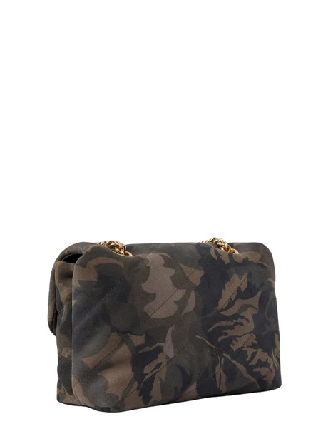 BORSA A SPALLA LOVE PUFF MINI IN PELLE SCAMOSCIATA CAMOUFLAGE DONNA VERDE