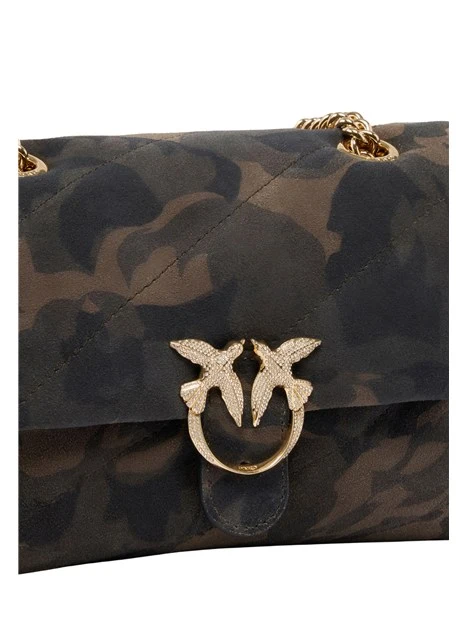 BORSA A SPALLA LOVE PUFF MINI IN PELLE SCAMOSCIATA CAMOUFLAGE DONNA VERDE
