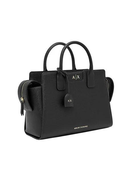 BORSA SHOPPING EFFETTO SAFFIANO CON TRACOLLA LOGATA DONNA NERO