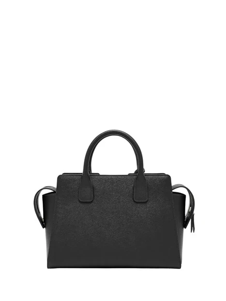 BORSA SHOPPING EFFETTO SAFFIANO CON TRACOLLA LOGATA DONNA NERO