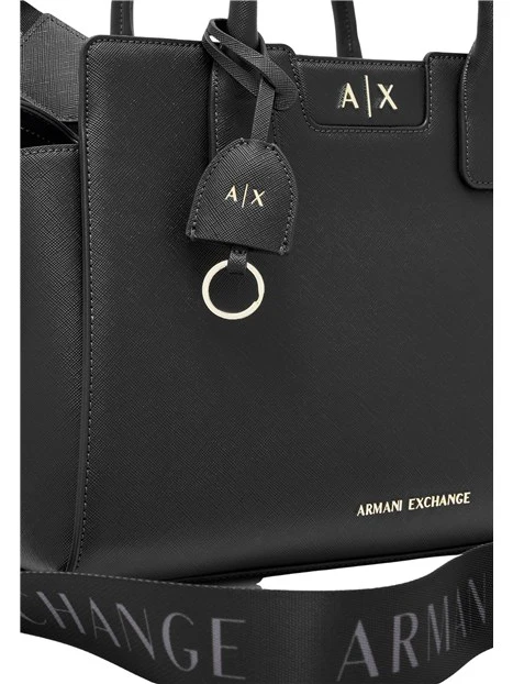 BORSA SHOPPING EFFETTO SAFFIANO CON TRACOLLA LOGATA DONNA NERO