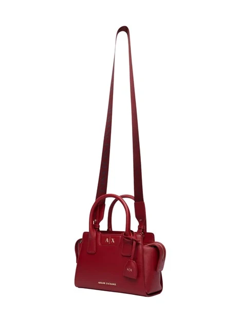 SHOPPING BAG COMPATTA EFFETTO SAFFIANO CON TRACOLLA DONNA ROSSA