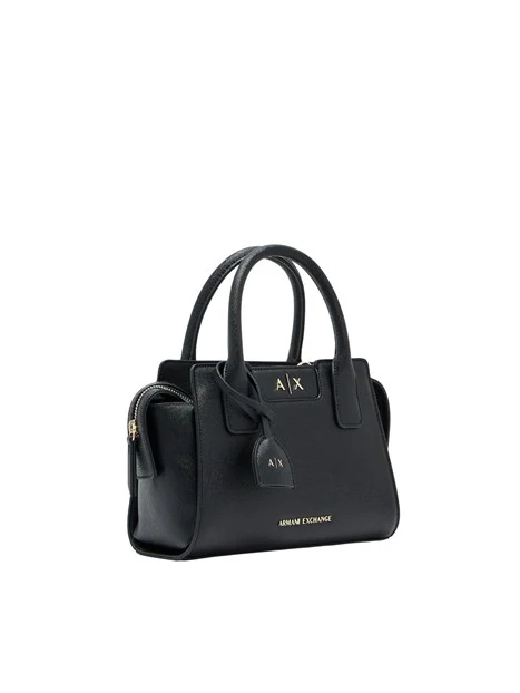SHOPPING BAG COMPATTA EFFETTO SAFFIANO CON TRACOLLA DONNA NERO