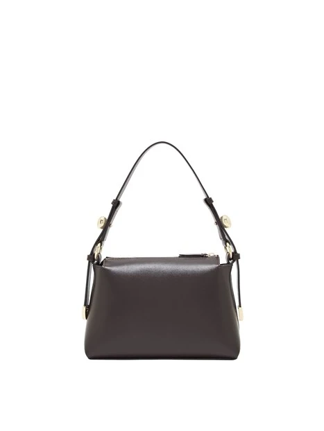 BORSA A SPALLA EFFETTO PELLE E TRACOLLA REGOLABILE DONNA MARRONE