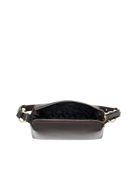 BORSA A SPALLA EFFETTO PELLE E TRACOLLA REGOLABILE DONNA MARRONE