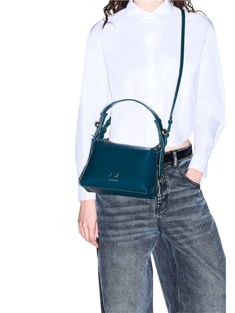 BORSA A SPALLA EFFETTO PELLE E TRACOLLA REGOLABILE DONNA VERDE