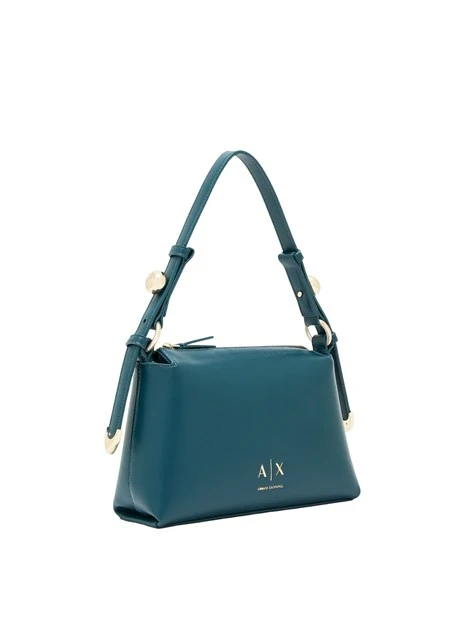 BORSA A SPALLA EFFETTO PELLE E TRACOLLA REGOLABILE DONNA VERDE