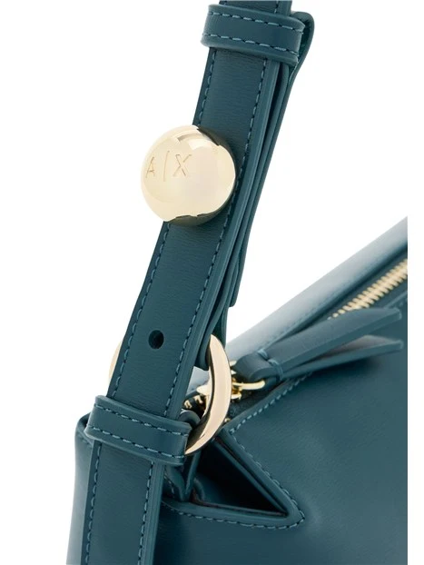 BORSA A SPALLA EFFETTO PELLE E TRACOLLA REGOLABILE DONNA VERDE