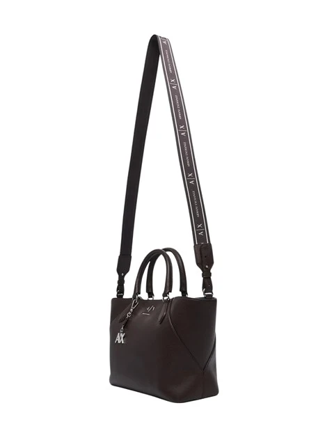 BORSA SHOPPING CON CHARM E TRACOLLA RIMOVIBILE DONNA MARRONE