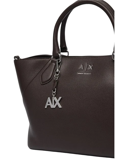 BORSA SHOPPING CON CHARM E TRACOLLA RIMOVIBILE DONNA MARRONE
