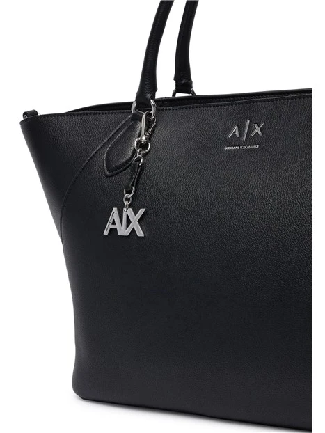 BORSA SHOPPING CON CHARM DONNA NERO