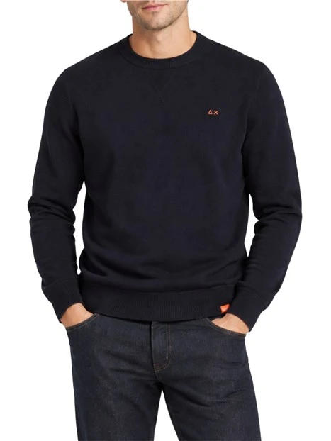 MAGLIA GIROCOLLO IN LANA E COTONE UOMO BLU