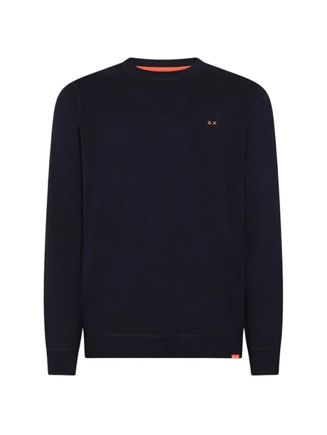 MAGLIA GIROCOLLO IN LANA E COTONE UOMO BLU