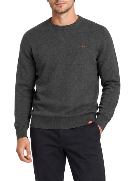 MAGLIA GIROCOLLO IN LANA E COTONE UOMO GRIGIO