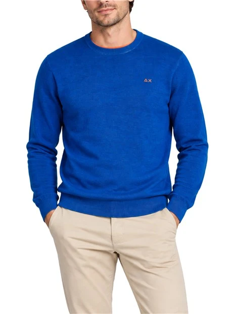 MAGLIA GIROCOLLO IN LANA EFFETTO VINTAGE UOMO BLU