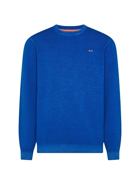 MAGLIA GIROCOLLO IN LANA EFFETTO VINTAGE UOMO BLU