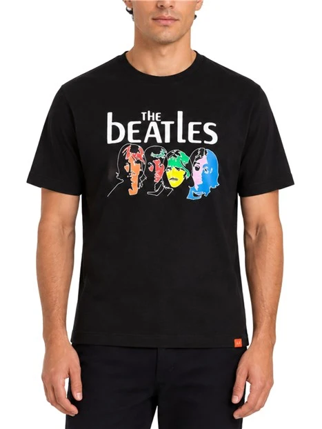 T-SHIRT MANICA CORTA CON STAMPA UOMO NERO