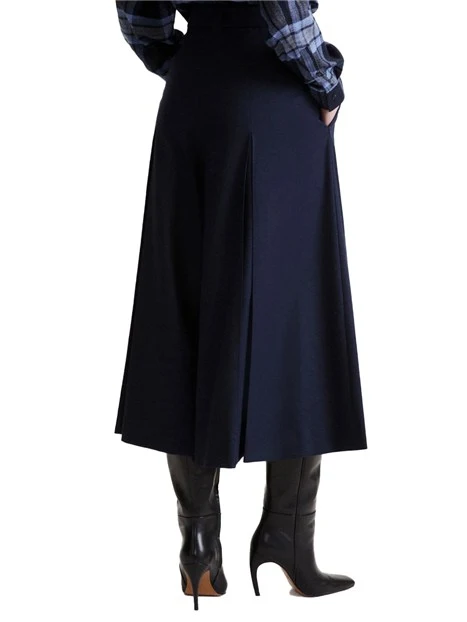 GONNA LUNGA PANTALONE IN MISTO LANA CON CINTURA DONNA BLU