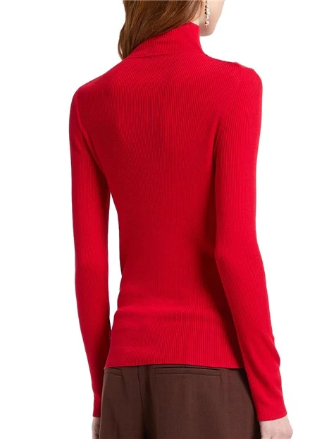 MAGLIA DOLCEVITA A COSTE IN MISTO LANA DONNA ROSSO