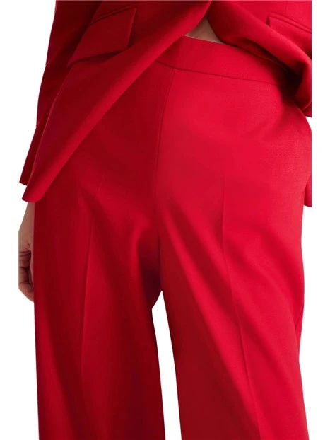 PANTALONI PALAZZO WIDE LEG IN MISTO LANA STRETCH DONNA  ROSSO