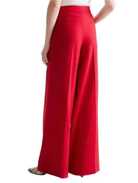 PANTALONI PALAZZO WIDE LEG IN MISTO LANA STRETCH DONNA  ROSSO