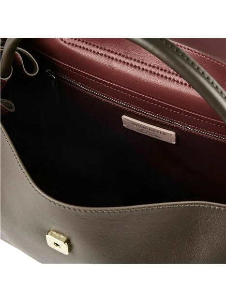 BORSA A MANO IN PELLE CON INSERTI IN CAMOSCIO DONNA MARRONE