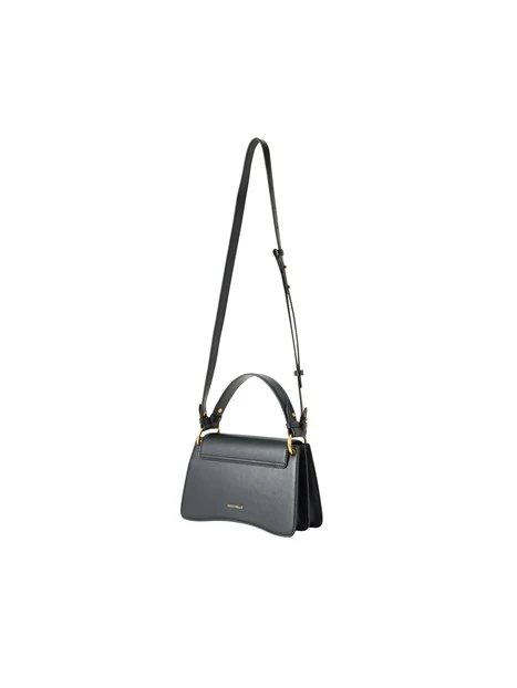 BORSA A MANO IN PELLE CON PATTINA E TRACOLLA DONNA NERO