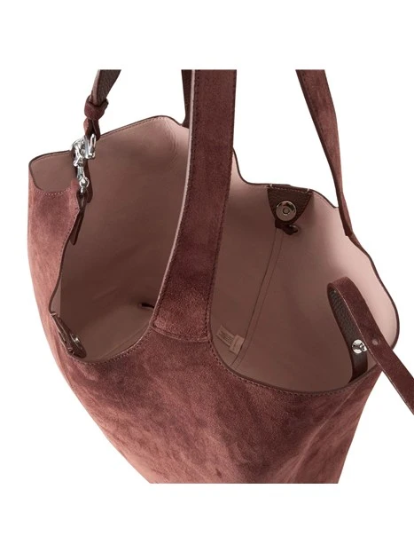 BORSA SHOPPING IN CAMOSCIO CON ASTUCCIO DONNA MARRONE