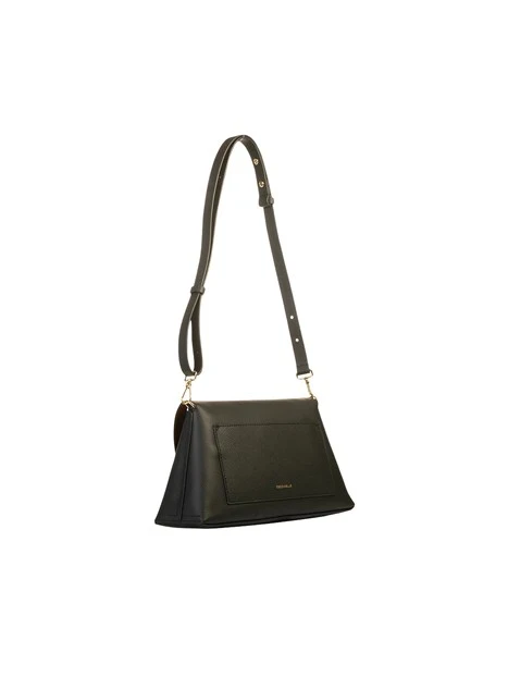 BORSA A SPALLA IN PELLE CON CHIUSURA A GIRELLO DONNA NERO