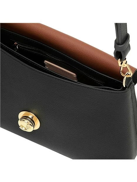 BORSA A SPALLA IN PELLE CON CHIUSURA A GIRELLO DONNA NERO