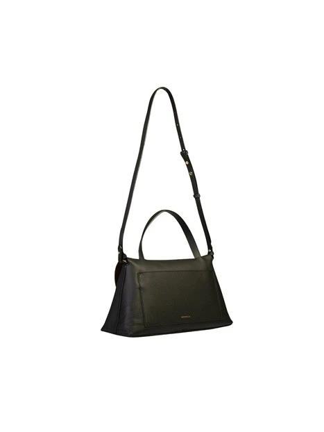 BORSA A MANO IN PELLE CON PATTINA SAGOMATA DONNA NERO