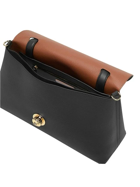 BORSA A MANO IN PELLE CON PATTINA SAGOMATA DONNA NERO