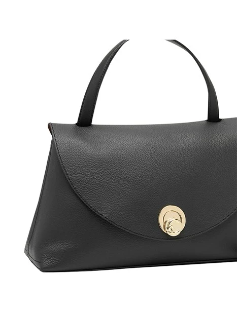 BORSA A MANO IN PELLE CON PATTINA SAGOMATA DONNA NERO
