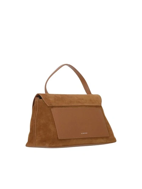 BORSA A MANO IN CAMOSCIO CON PATTINA SAGOMATA DONNA CUOIO
