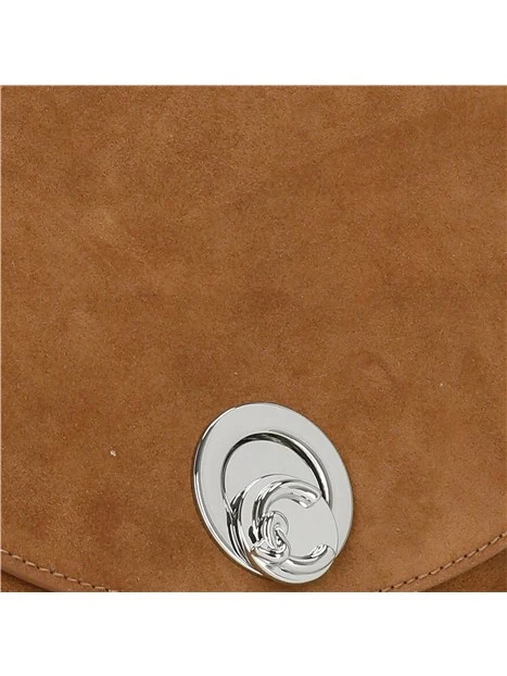 BORSA A MANO IN CAMOSCIO CON PATTINA SAGOMATA DONNA CUOIO