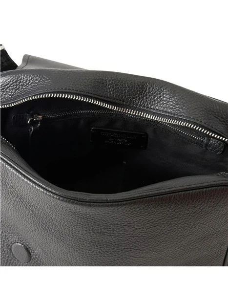 BORSA A TRACOLLA IN PELLE CON PATTINA E FIBBIE DONNA NERO