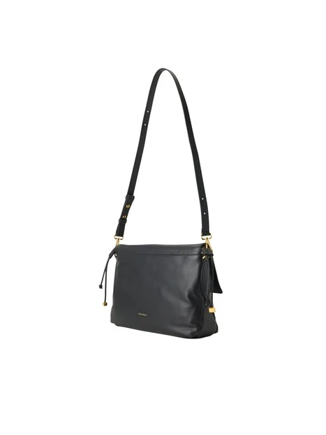 BORSA A TRACOLLA IN PELLE CON PATTINA DONNA NERO