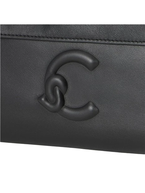 BORSA A TRACOLLA IN PELLE CON PATTINA DONNA NERO