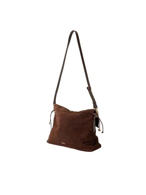 BORSA A SPALLA IN CAMOSCIO CON COULISSE DONNA MARRONE