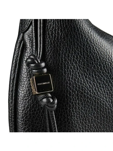 BORSA A SPALLA IN PELLE CON COULISSE LATERALE DONNA NERO