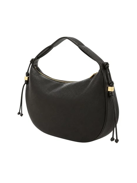 BORSA A SPALLA IN PELLE CON COULISSE LATERALE DONNA MARRONE