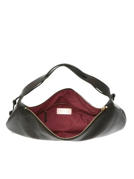BORSA A SPALLA IN PELLE CON COULISSE LATERALE DONNA MARRONE
