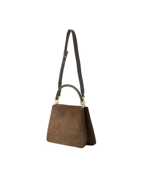 BORSA A MANO CON MANICO INTRECCIATO DONNA MARRONE