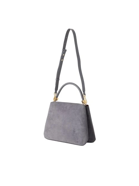 BORSA A MANO IN CAMOSCIO CON MANICO INTRECCIATO DONNA ANTRACITE