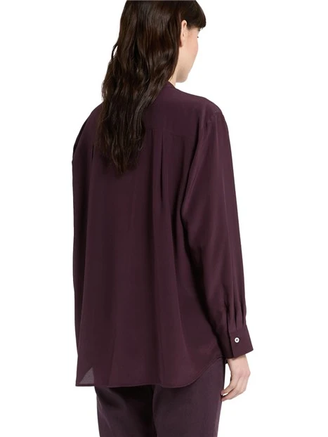 BLUSA MANICA LUNGA CON APERTURA A V IN PURA SETA DONNA VIOLA